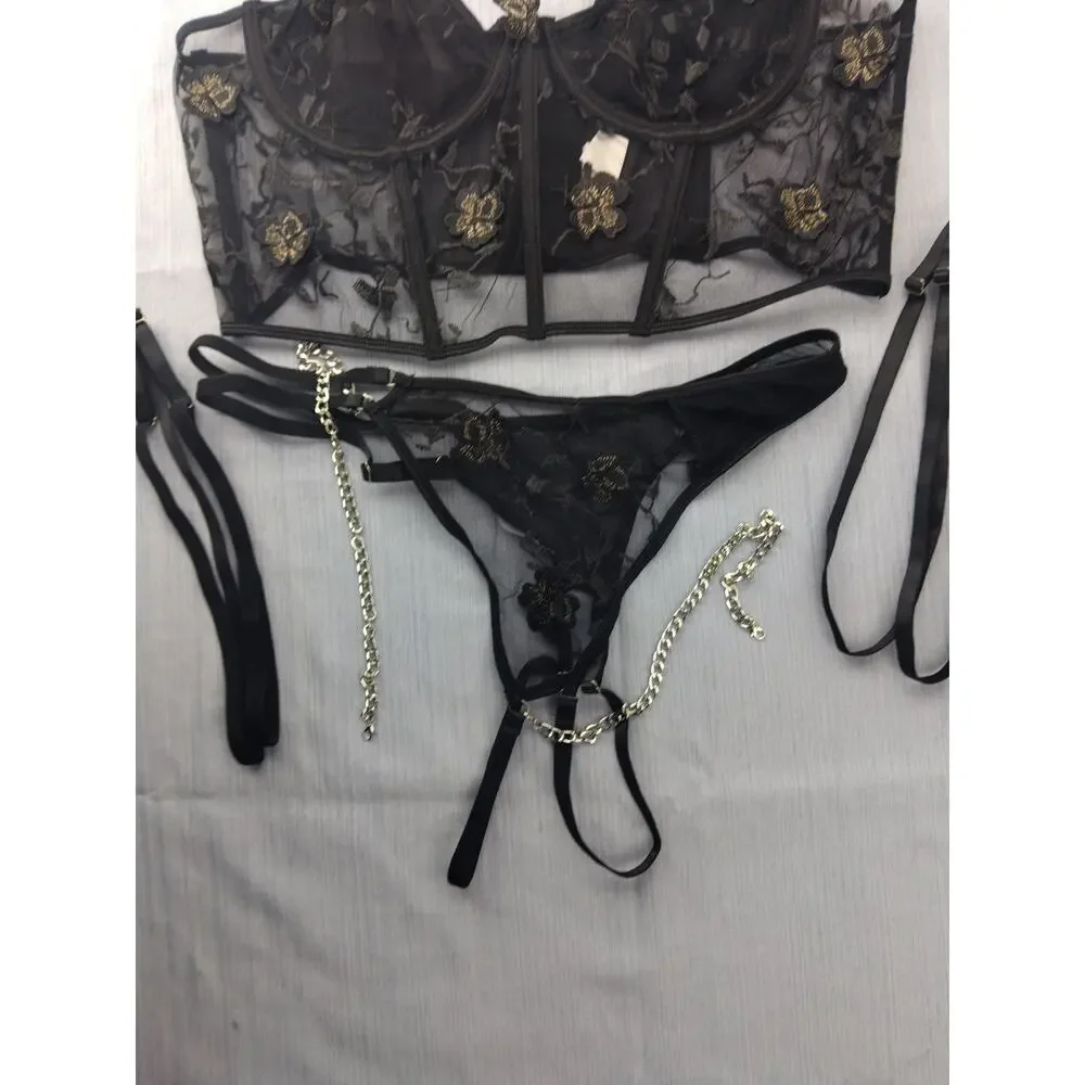 Women Plus Size Lingerie Set Sexy Mesh Coset Top Size XXL